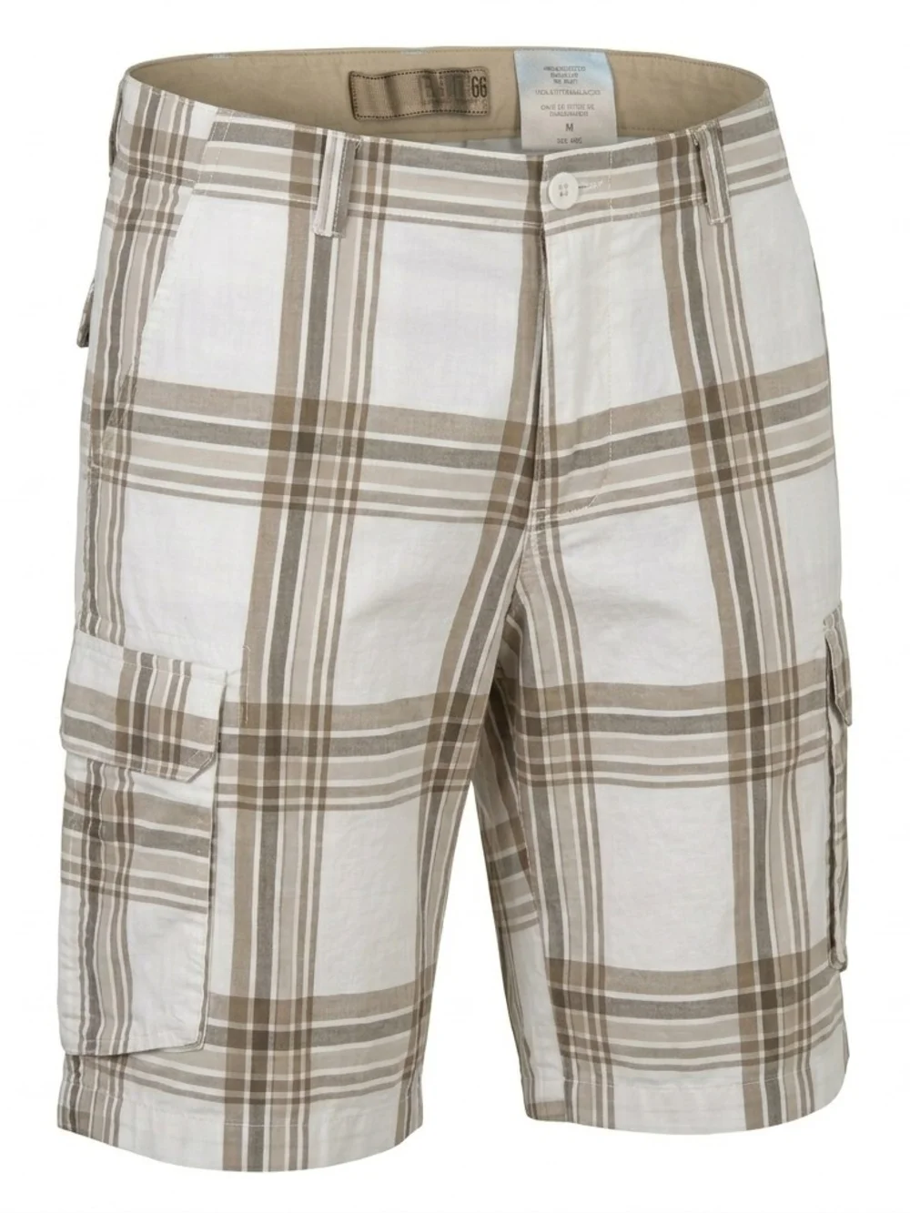 Route 66 Men's Plaid Cargo Shorts White Tan Brown Size 40